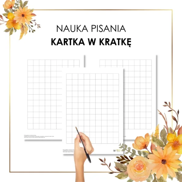 kartka w kratkę do nauki pisania