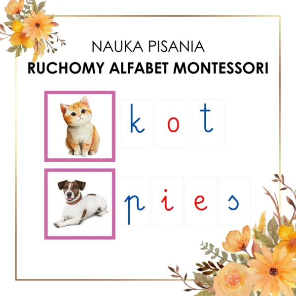 ruchomy alfabet Montessori małe litery do druku