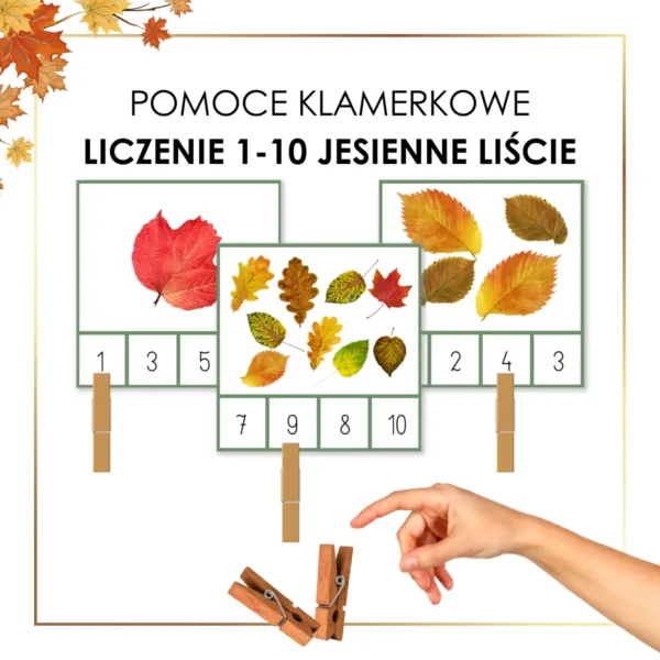 pomoce klamerkowe liczenie jesienne liście