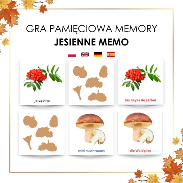 memory jesienne do druku - jarzębina, grzyby leśne